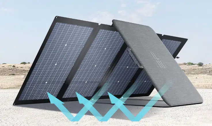 Panel solar bifacial EcoFlow instalado en terraza con cielo despejado en Argentina